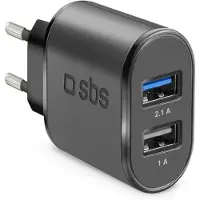 SBS TETR2USB21AFAST, Innendørs, AC, 5 V, 2,1 A, Sort