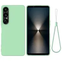 Mtp Products Sony Xperia 1 VII Flytende silikon-deksel med håndstropp - grønn