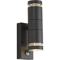 QAZQA Moderne utendørs vegglampe sort 2-lys IP44 med bevegelsessensor - Dubbla