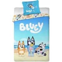 Licens Bluey sengetøy - 100% bomull - Junior sengetøy 100x140 cm - På stranden