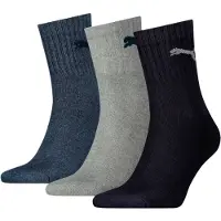 Puma Short Crew Socks Unisex (3-Pack), Clothing, Navy/Grey/Nightshadow Blue, 43-46