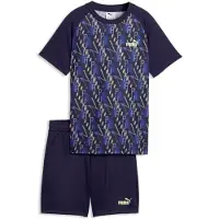 Puma TRAIN ALL DAY Essentials Printed Tee and Shorts Set Youth, Shop, New Navy, 11-12Y