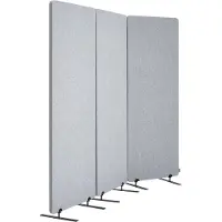 Vevor 60 cm romdeler, 3 paneler PET polyester lydisolert romskjerm, sammenleggbar personverndeler bærbar skillevegg for romseparasjon, frittstående romskillevegger for kontor/studie, grå