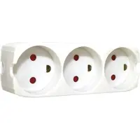 Gripo Socket with 3 outlets and earth White
