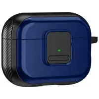 Mtp Products Apple AirPods Pro 2 magnetisk ladbare øretelefoner TPU-deksel med spenne og karabinkrok - svart / blå