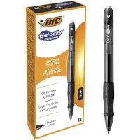 BIC VELOCITY - Rulleballpenn - svart - gelblekk - 0.7 mm - medium - retraktil (en pakke 12)