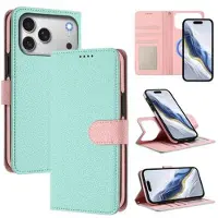 Mtp Products iPhone 17 Pro Max avtakbar lommebokveske med MagSafe, RFID-beskyttelse og håndrem - Mynte / Rosa