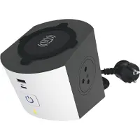 Legrand 049412 Flerkontakts strømskinne 2x2P+T med trådløs lader - 10A/2m - Hvit / Svart