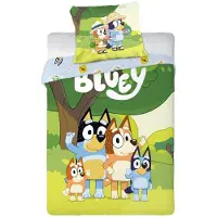 Bluey sengetøy - 100% bomull - Junior sengetøy 100x140 cm - Bluey og hele familien