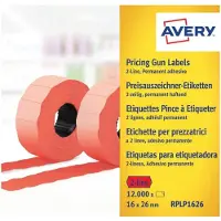 Avery Zweckform RPLP1626 - Papir - permanet adhesiv - perforert - rød - 26 x 16 mm 12000 etikett(er) (10 rull(er) x 1200) prisetiketter