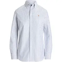 Ralph Lauren for woman. 211941508001 Oxford Slim stretch shirt with stripes white, blue (42), Casual, Cotton, Classic, Long sleeve
