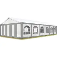TOOLPORT 6x12 m partytelt, PE-presenning, grå-hvit
