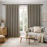 Nordstrand Ekstra langt mørkleggingsgardin - 1 stk. ferdigsydde gardin 140x300 cm - Beige - blackout gardinlengder med rynkebånd