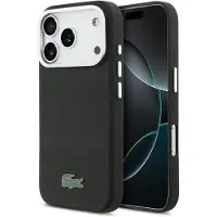 Lacoste iPhone 17 Pro Max Iconic Petit Pique Metal Logo-deksel - MagSafe-kompatibel - Svart