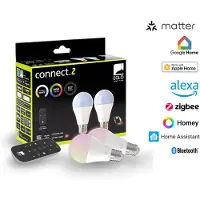 Eglo E27 LED-Z MATTER A60 RGB/CCT 11W 1300lm opal 2-pack w/remote control