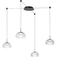 FABAS LUCE LED-hengelampe Brena, 4 lyskilder, klar, glass, CCT, dimbar