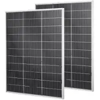 Vevor 2 stk. 100W bifaciale solcellepaneler, 23 % høyeffektiv N-type monokrystallinsk PV-modul med MC4-utgang og aluminiumsramme, IP67 vanntett solcellepanel for bil, båt, bobil, flatt tak, off-grid