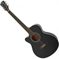Gear4Music Single Cutaway Venstrehendt Akustisk Gitar fra Svart