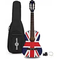 Gear4Music Junior 1/2 Klassisk Gitar Union Jack Pakke fra