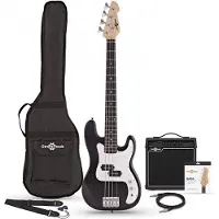 Gear4Music 3/4 LA Bassgitar + 15W Forsterkerpakke Svart