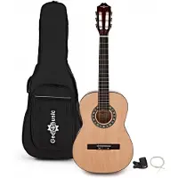 Gear4Music 3/4 Klassisk Gitar Natural Pakke fra