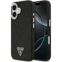 GUESS Glitter Triangle Logo MagSafe-etui til iPhone 17 – svart