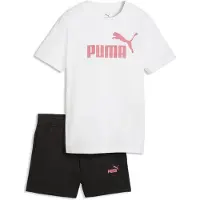 Puma Essentials No. 1 Logo Tee and Shorts Set Youth, Clothing, White/Wild Pink, 15-16Y