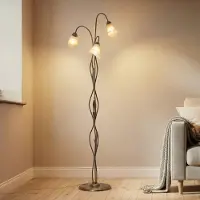 ONLI Gulvlampe Alga, 3 lyskilder, jern, glass, florentinsk