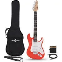 Gear4Music 3/4 LA Elektrisk Gitar Rød Mini Gitarforsterkerpakke