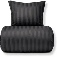 Nordstrand Bambus sengetøy - 140x220 cm - 100% naturlig bambus - Grått, jacquardvevd sengesett med striper