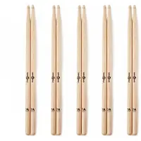 Gear4Music 7A Wood Tip Hickory Drumsticks 5 Pack