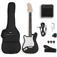 Gear4Music VISIONSTRING 3/4 Venstrehendt Elektrisk Gitarpakke Svart