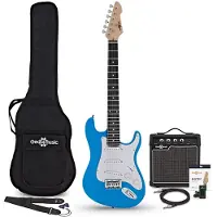 Gear4Music 3/4 LA Elektrisk Gitar Blå 10W Gitarforsterker & Tilbehørspakke