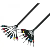Adam hall 3 STAR 8 Way Unbalanced 1/4" Jack TS to RCA Studio Loom Cable 5m