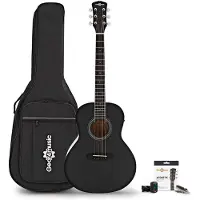 Gear4Music Parlour Left Handed Electro Acoustic Guitar & Accessory Pack by Black
