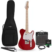 Gear4Music Knoxville Electric Guitar Red 10W Guitar Amp & Accessory Pack