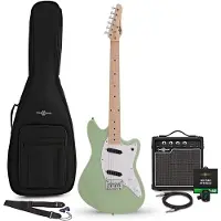 Gear4Music Seattle Electric Guitar Seafoam Green 10W Guitar Amp & Accessory Pack
