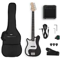 Gear4Music VISIONSTRING Venstrehendt Bassgitarpakke Svart