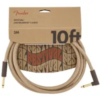 Fender Pure Hemp 10 Fot Lang Vinklet Instrumentkabel Naturlig
