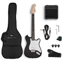 Gear4Music VISIONSTRING 3/4 Elektrisk Gitarpakke Svart