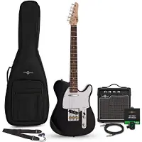 Gear4Music Knoxville Electric Guitar Black 10W Guitar Amp & Accessory Pack