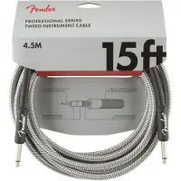 Fender Profesjonell 15 Fot Lang Rett Instrumentkabel Hvit Tweed