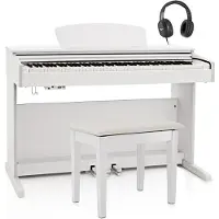 Gear4Music DP-10X Digitalt Piano fra + Pianokrakkpakke Hvit