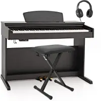 Gear4Music DP-10X Digitalt Piano fra  Matt Svart + Tilbehørspakke