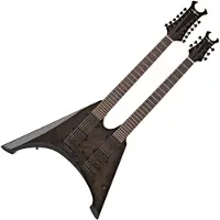 Gear4Music Harlem V Gitar med Dobbel Hals fra Svart