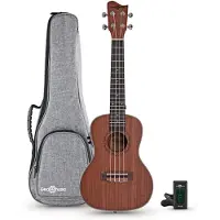 Gear4Music Sapele Concert Electro-Ukulele Pack fra