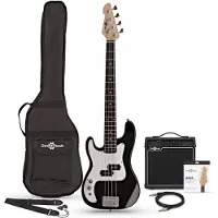 Gear4Music 3/4 LA Venstrehendt Bassgitar + 15W Forsterkerpakke Svart