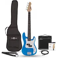 Gear4Music 3/4 LA Bassgitar + 15W Forsterkerpakke Blå