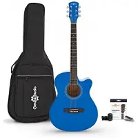 Gear4Music Single Cutaway Elektroakustisk Gitar & Tilbehørspakke fra Blå