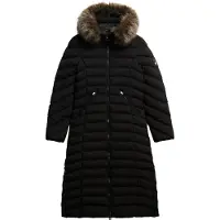Superdry for woman. W5012001A Fuji faux fur longline coat black (XS), Casual, Polyester